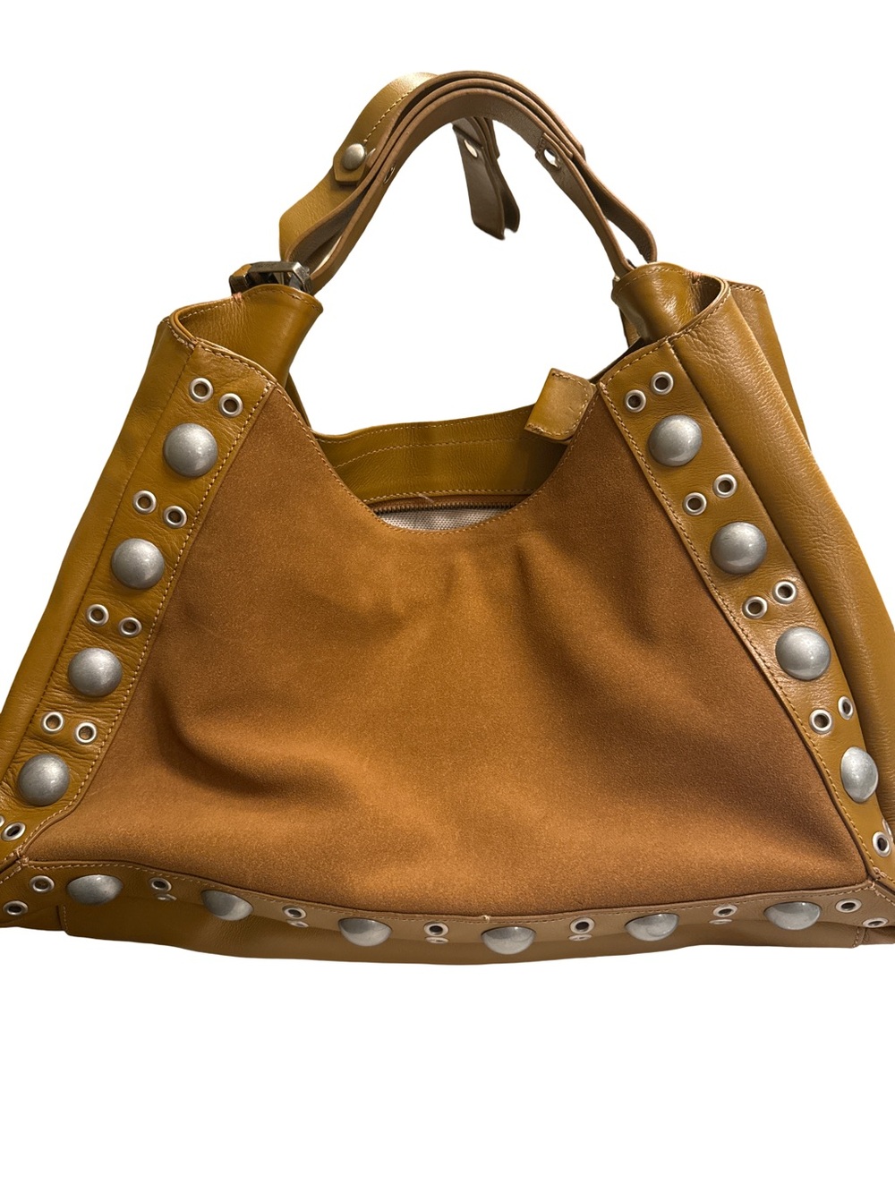 Stylish Mustard Brown Studded Women's Shoulder Bag